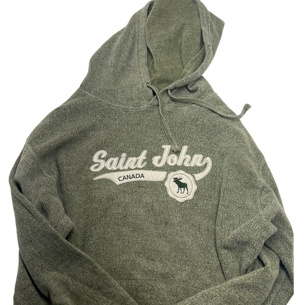Saint John‎ Canada Hoodie Womens M Olive Green Pullover Sweatshirt